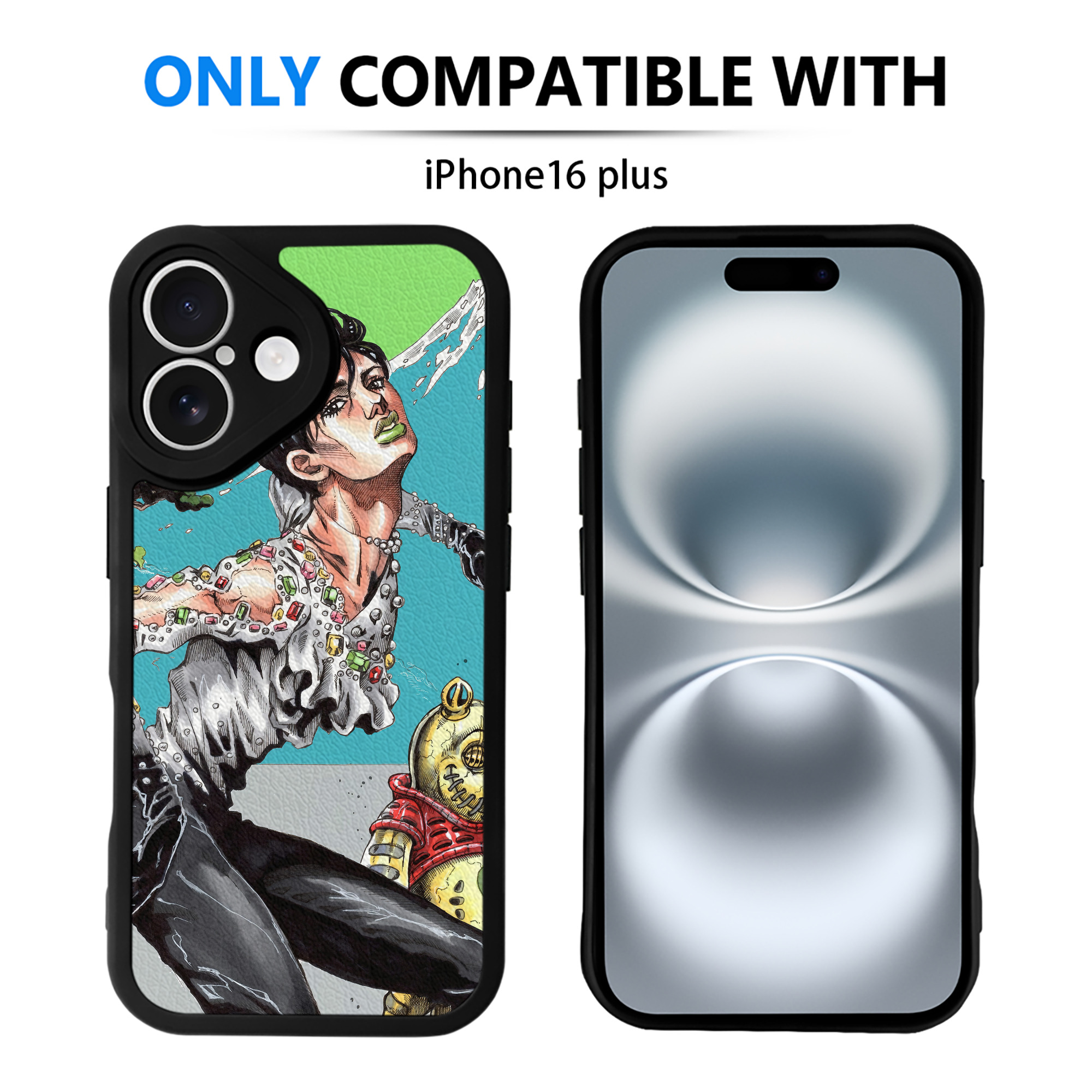 （画像用） ジョジョの奇妙な冒険 JoJo's Bizarre Adventure 【iPhone 16シリーズ対応】シリコンスマホケース（レザー調） 材質：シリコン